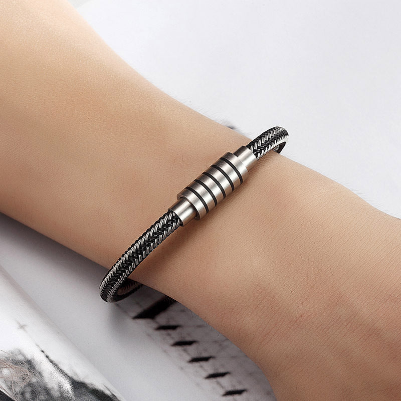 Hand-woven Leather Bracelet Popular Hand Jewelry Stainless Steel Bracelet