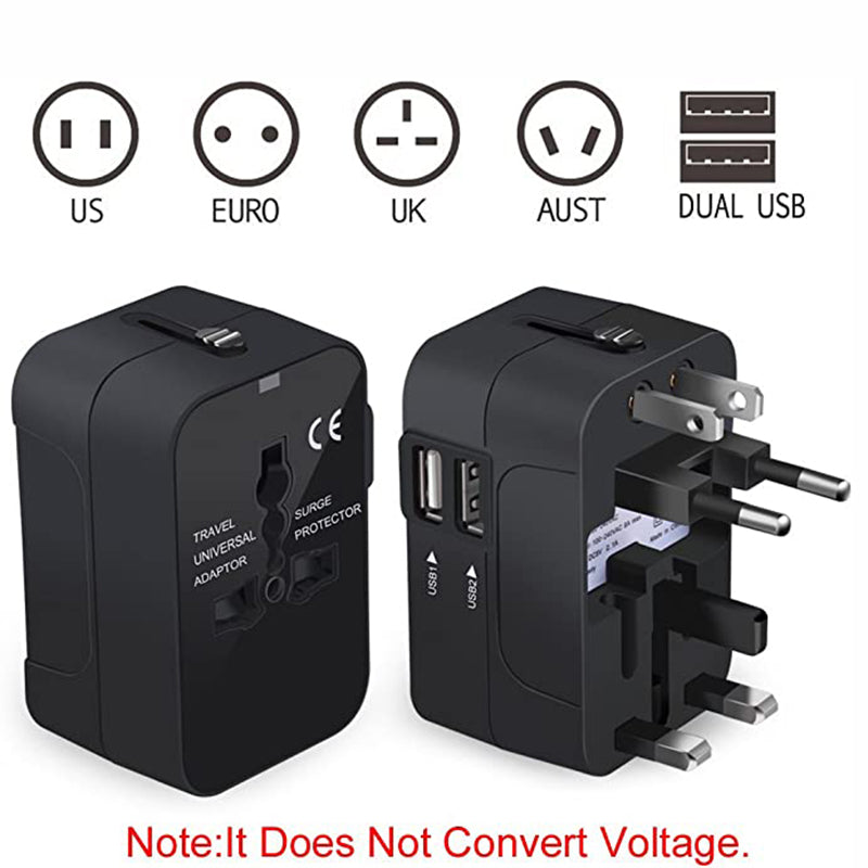 Travel Adapter, Worldwide All In One Universal Travel Adapter Wall Charger AC Power Plug Adapter Wi