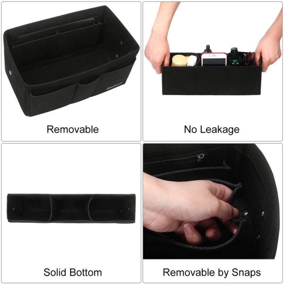 Ladies Felt Travel Makeup Bag Insert Liner Purse Pouch Women Organizer Handbag