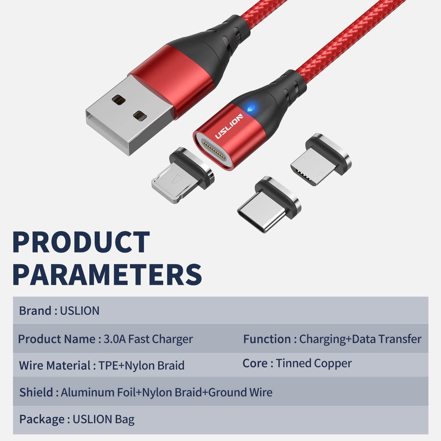 Magnetic Charging Cable 3 In 1 Type-c Data Cable